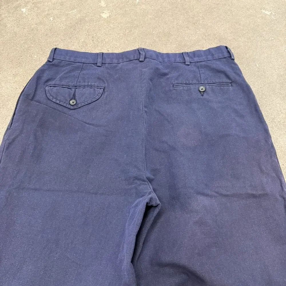 Vintage Polo Ralph Lauren Pants Mens 33x34(34x36) Linen Cotton Blend Pleated